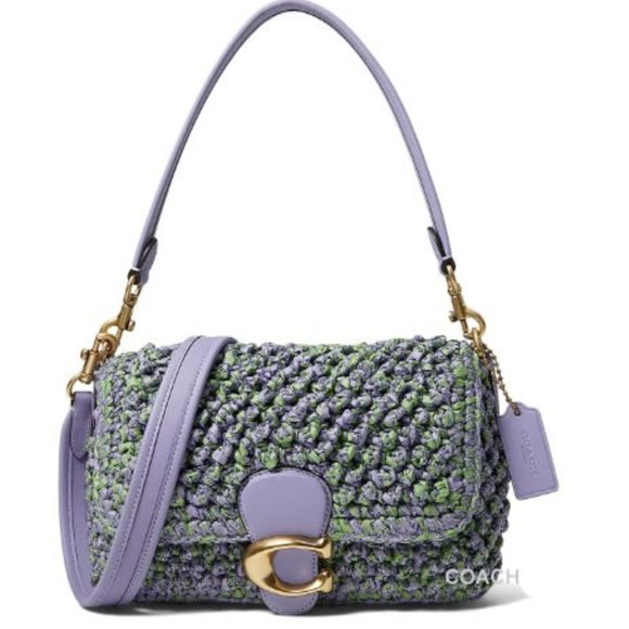 Coach Handbags - Coach $450 CH732 Straw Soft Tabby Shoulder Bag Purple/Soft Green NWT!